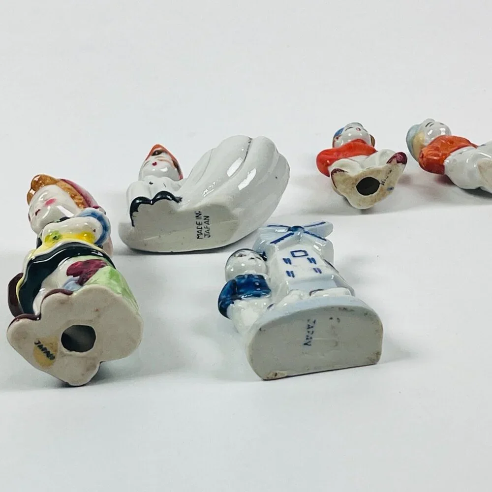 Vintage 5 Japanese Hand Painted Miniature Figurines Holland Theme Ceramic Japan